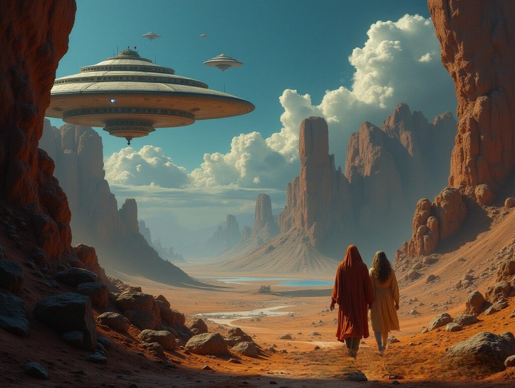 Image illustrative de contact extraterrestre générée par IA