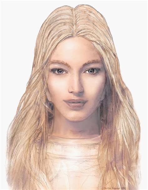 Apparence de Semjase la Pléiadienne/Pléiarienne, dessin d'artiste conforme à la description de Billy Meier