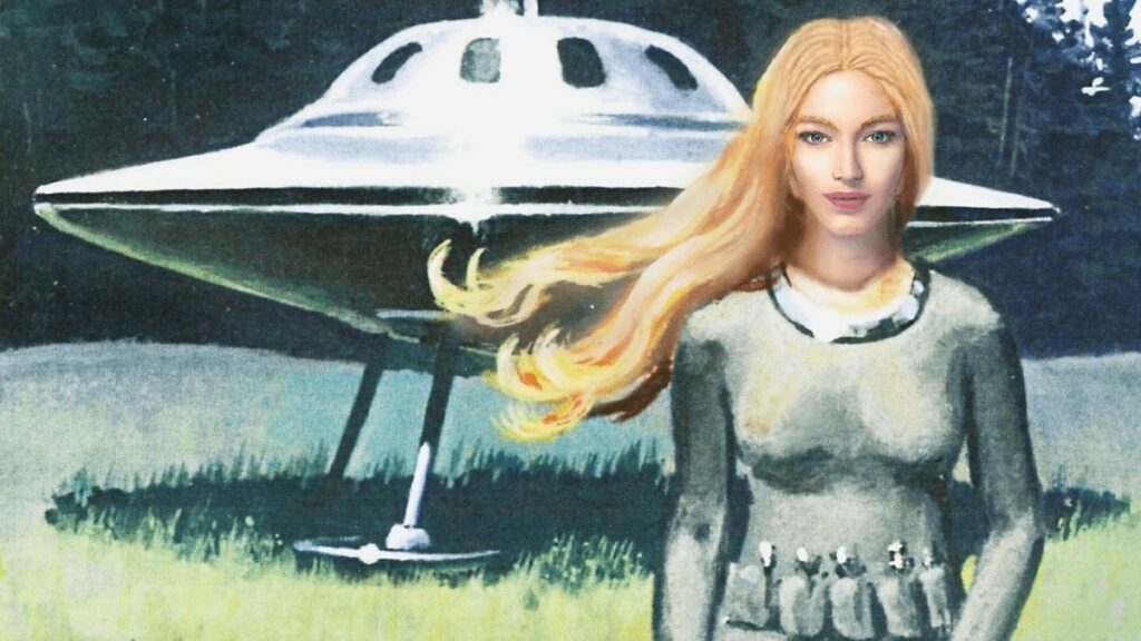 Illustration conforme à la description de Billy Meier du premier contact avec Semjase la Pléiadienne/Pléiarienne