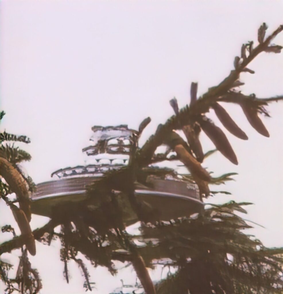 Vaisseau spatial Wedding Cake UFO ou WCUFO, provenant ds Pléiades/Pléiares, pris en photo par Billy Meier