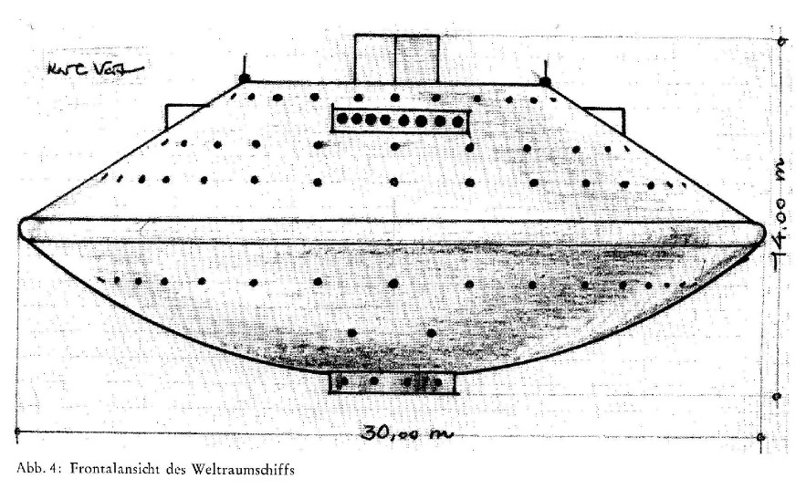 Dessin du vaisseau de Acart depuis le livre de Artur Berlet écrit en Allemand