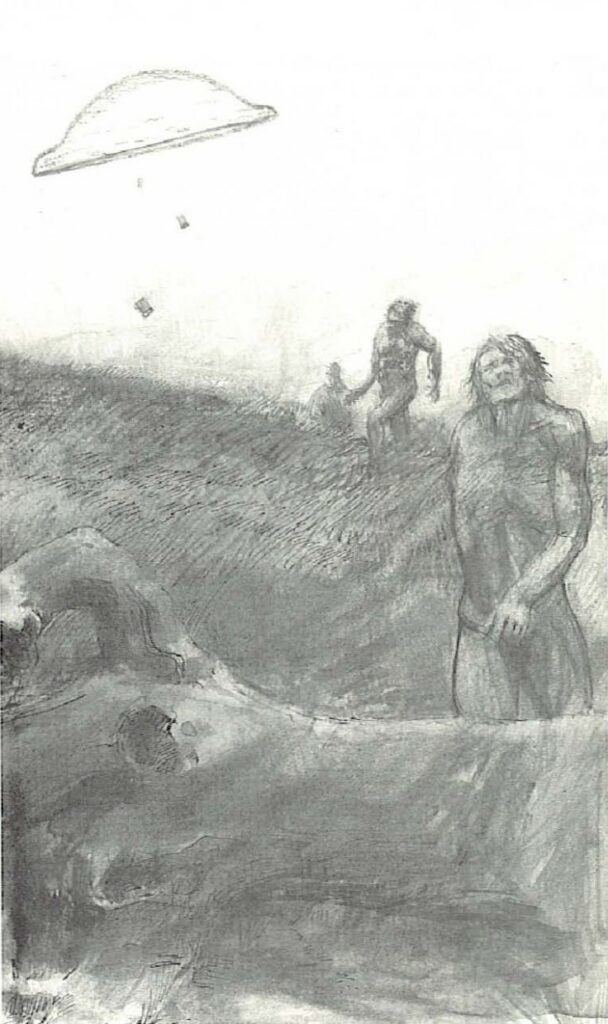 Hommes de cro-magnons observés par les Norcans / Vénusiens sur la Terre primitive, provenant du livre