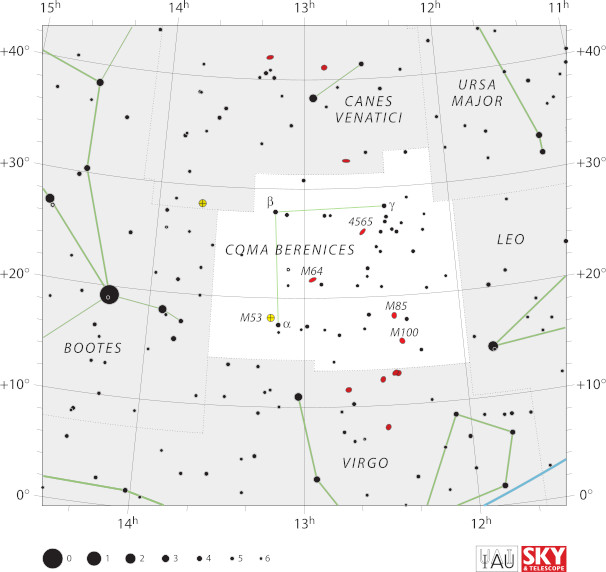 Carte spatiale de la constellation de Coma Berenices