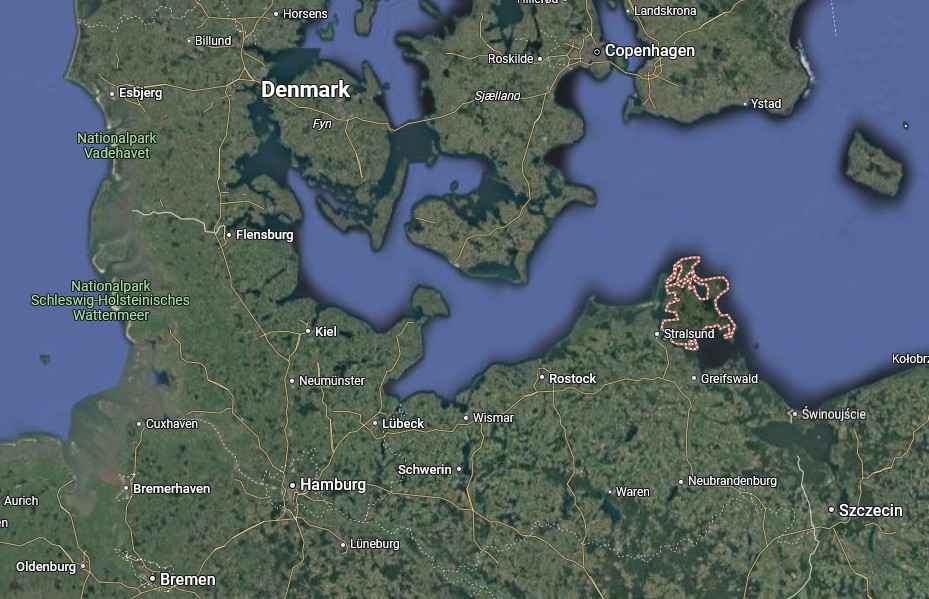 Situation globale de Rüngen sur la côte baltique allemande