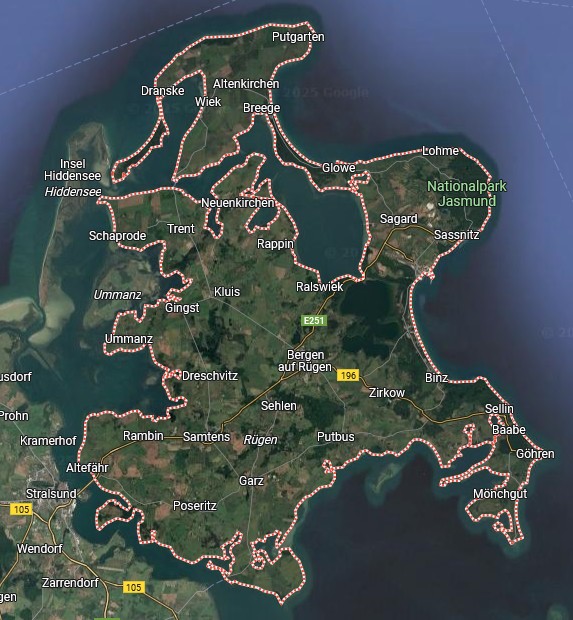 Détail de l’île de Rüngen en Allemagne, Glowe au nord