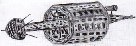 La navette des Chetenes. C'est avec cet appareil qu'ils ont contacté les Lavaniens. Longueur d'environ 200-250 mètres, équipage d'environ 40 êtres, portée de 90 années-lumière.