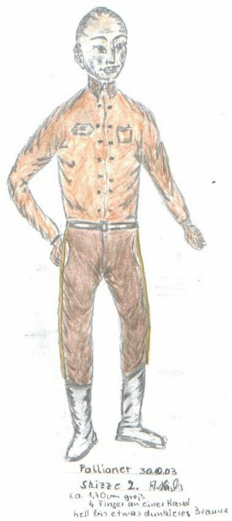 Homme extraterrestre Pallien (venant de la planète Pall à environ 120 000 années lumières de la Terre), qui ne sont ni mâles ni femelles, ils peuvent se transformer en femelle quand ils se mettent en couple.