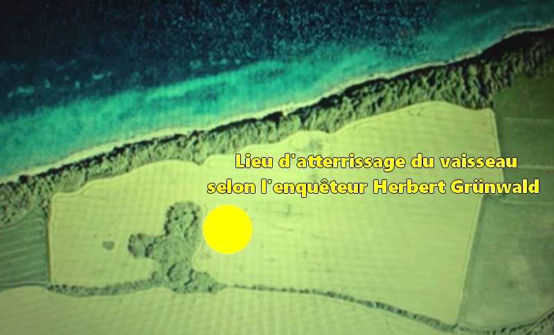 Emplacement du lieu d’atterrissage du disque volant de Arian au départ, selon l’enquêteur Herbert Grünwald qui est allé sur place a pris les lieux en photos