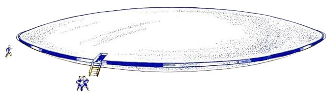 Vaisseau spatial de Clarion, le "Chaland Amiral", posé au sol, pris du dessin de couverture du livre avec des retouches