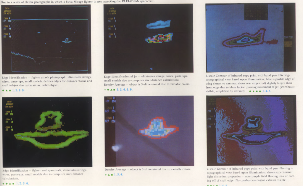 Un ensemble d'analyses. La première analyse permet la détection de fils, ficelles ou autres artefacts invisibles à l'oeil, provoquant des diffractions même légères de la lumière. L'analyse des contours est aussi effectuée. Aucune fraude détectée : aucun fil aucun trucage, l'objet est là en l'air.