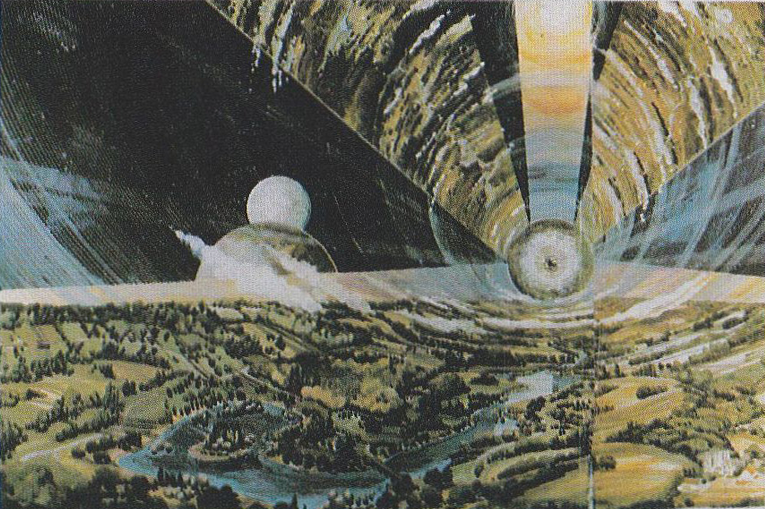 Le tableau de Rick Guidice en question, représentant la colonie spatiale.