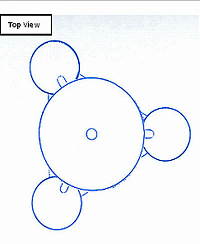 Vaisseau mère pléiadien/pléiarien vu par Billy Meier lors du "Grand voyage" dans le contact n°31. Vue de dessus.