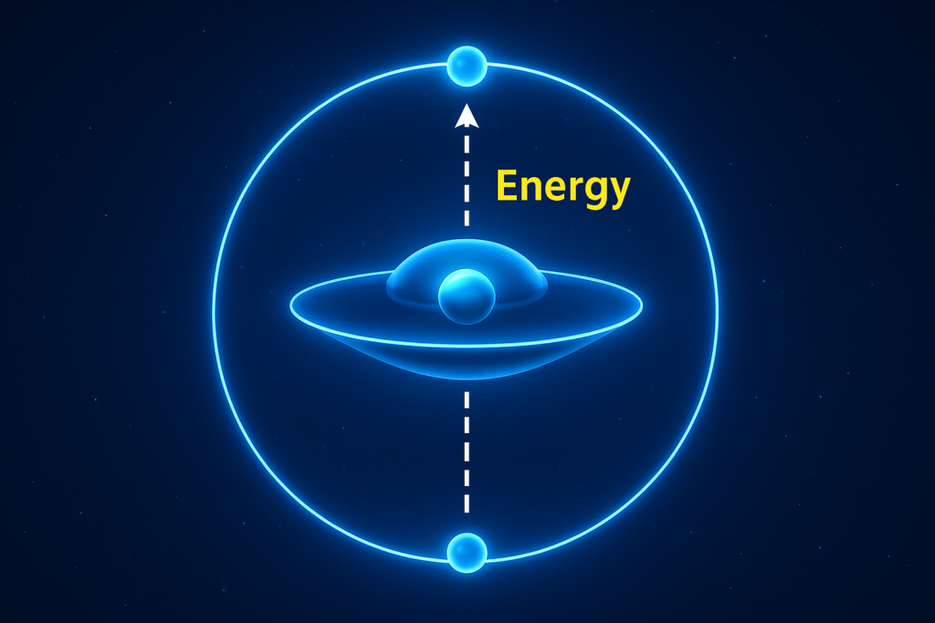 Le vaisseau convertit son énergie pour vaincre la barrière de la vitesse de la lumière par une sorte de saut quantique vers un autre état d'énergie, où le vaisseau atteint une zone dimensionnelle différente, l'anti-temps. La vitesse du vaisseau devient nulle, toute son énergie ayant servi à sauter vers ce nouvel état d'énergie dimensionnel. Il lui reste à recommencer à acéquérir de la vitesse pour se déplacer dans cette nouvelle dimension, où la vitesse de la lumière n'est plus une limite et où le temps ne s'écoule pas de la façon qu'on connaît. C'est la zone d'hyperespace.