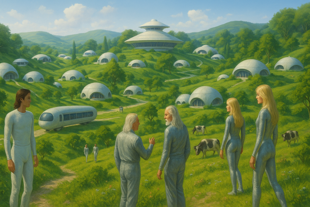 Image illustrative générée par IA : le monde des visiteurs extraterrestres, concept selon les éléments qu’ils ont pu donner de son apparence.