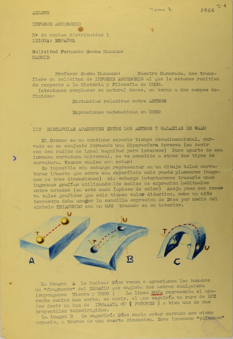 Exemple de courrier reçu en espagnol à des destinataires (ici Fernando Sesma), comme cela a été envoyé pendant des années à de nombreux autres, se disant provenir d'Ummites (ou Oummains).