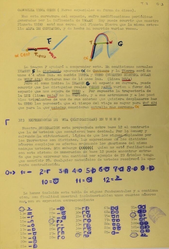 Autre exemple de courrier reçu en espagnol à des destinataires (ici Fernando Sesma), comme cela a été envoyé pendant des années à de nombreux autres, se disant provenir d'Ummites (ou Oummains). Suite du courrier précédent (les courriers contenaient des lettres de plusieurs pages).