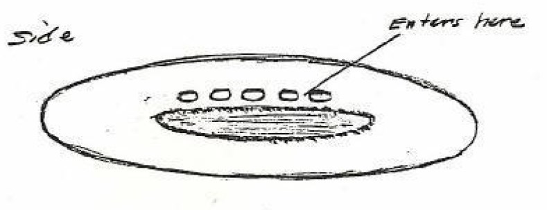 Croquis réalise par Raphaël Chacon du vaisseau de la planète ZETI dans la constellation d'Orion.