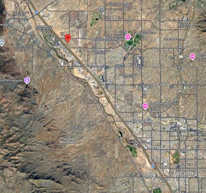 Emplacement du mobilhome de Raphaël Chacon dans les environs de Marana, près de Tucson.
