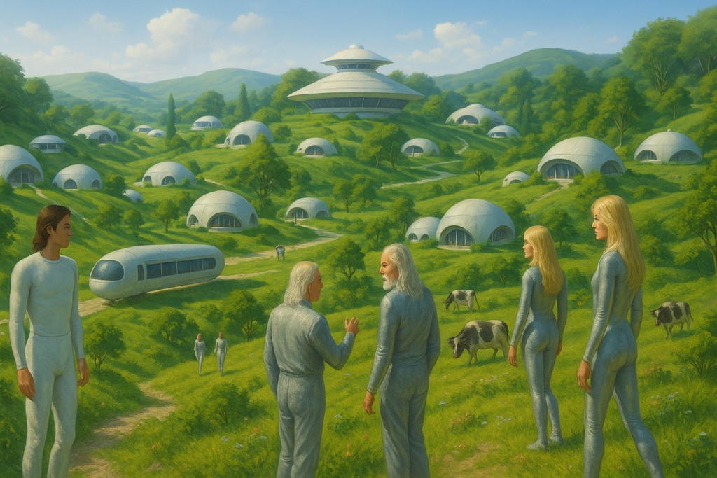 Image illustrative générée par IA : le monde des visiteurs extraterrestres, concept selon les éléments qu’ils ont pu donner de son apparence.