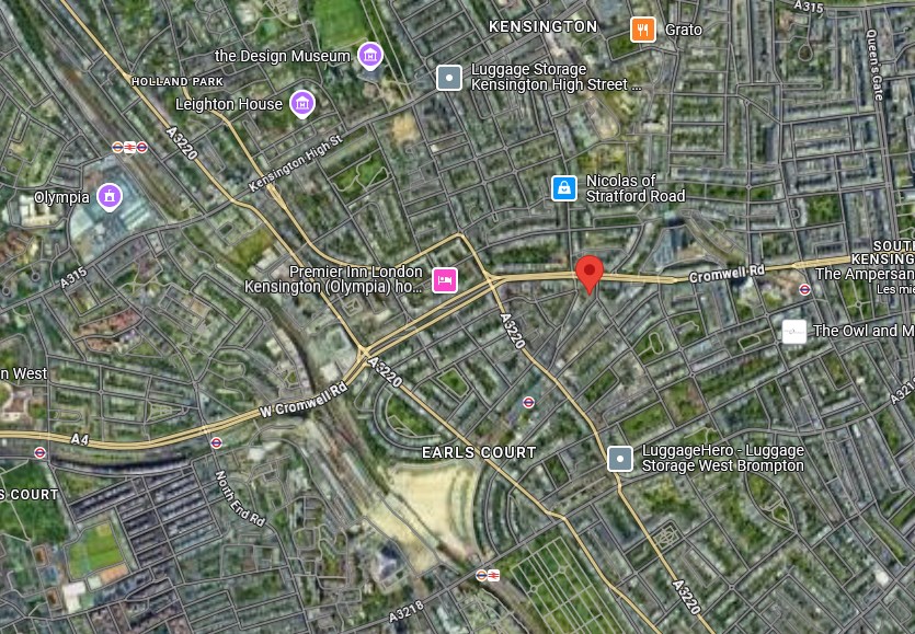 Adresse trouvée pour "Joelle Marchemont" qui est vraiment accolée à Earl's Court à Londres.