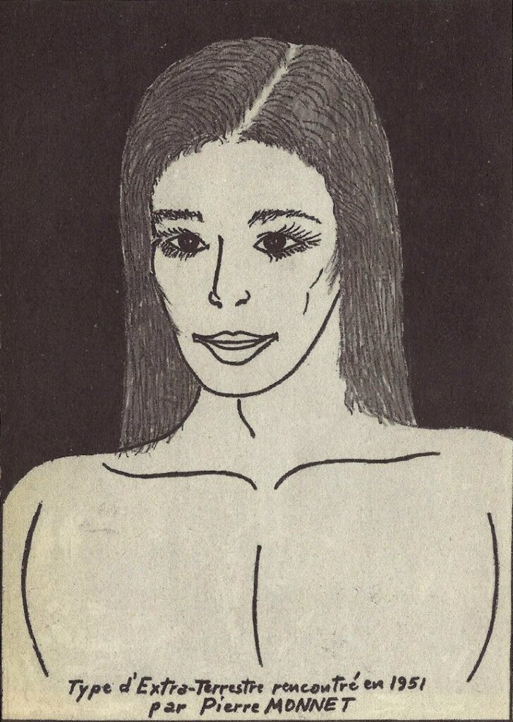 Dessin des extraterrestres de Silxtra / Véga rencontrés, provenant du livre de Pierre Monnet : "Les extraterrestres m'ont dit".