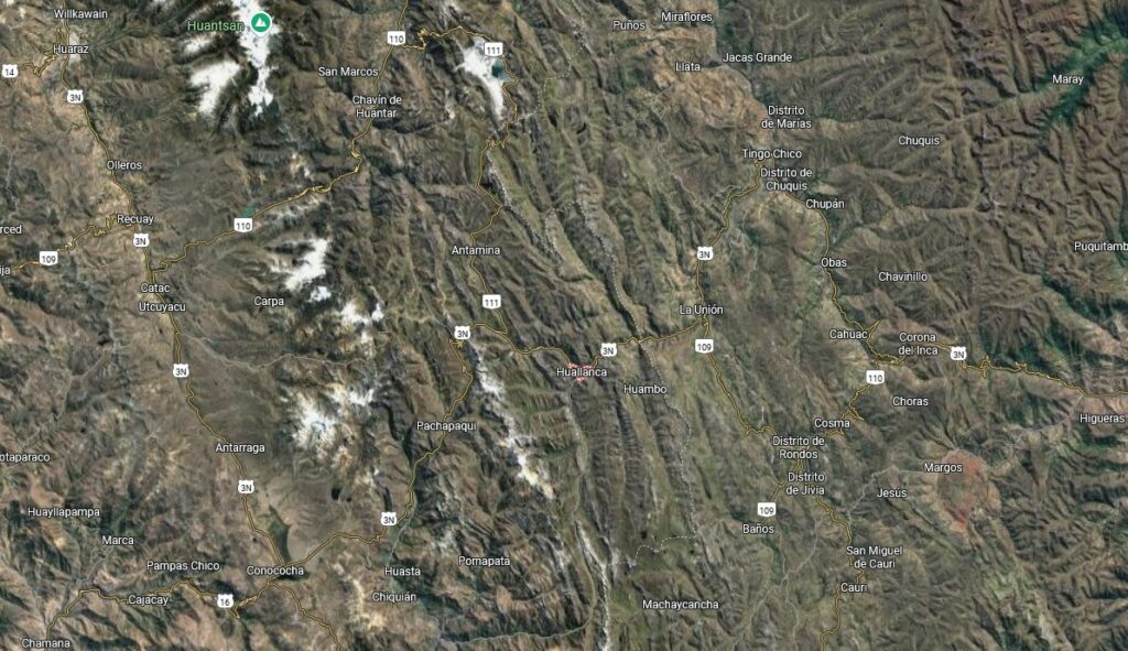 Huallanca, au centre de la région Ancash, Pérou.