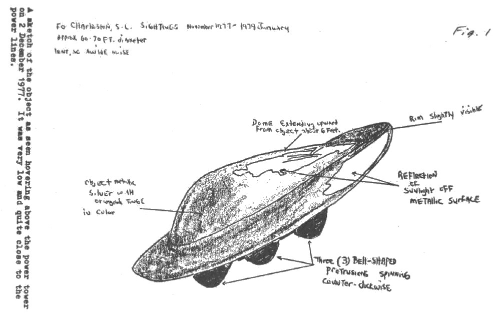 Dessin de l’engin volant observé en détail le 2 décembre 1977.
