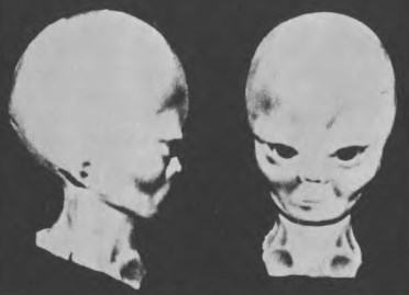 Vue de face et de profil du buste commandé par Herrmann d’un des êtres de Zeta Reticuli.