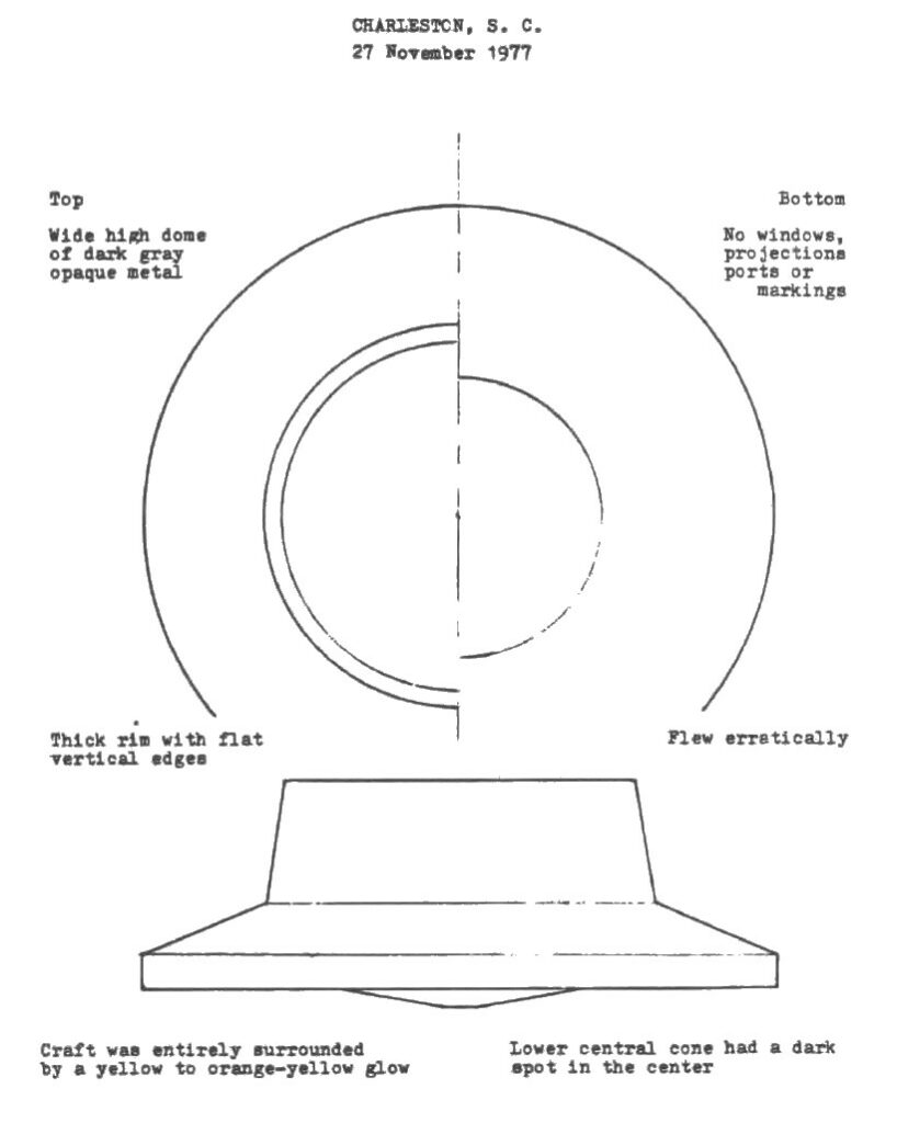 Schéma de la version de l’appareil volant observé et photographié par Bill Herrmann le 27 novembre 1977.