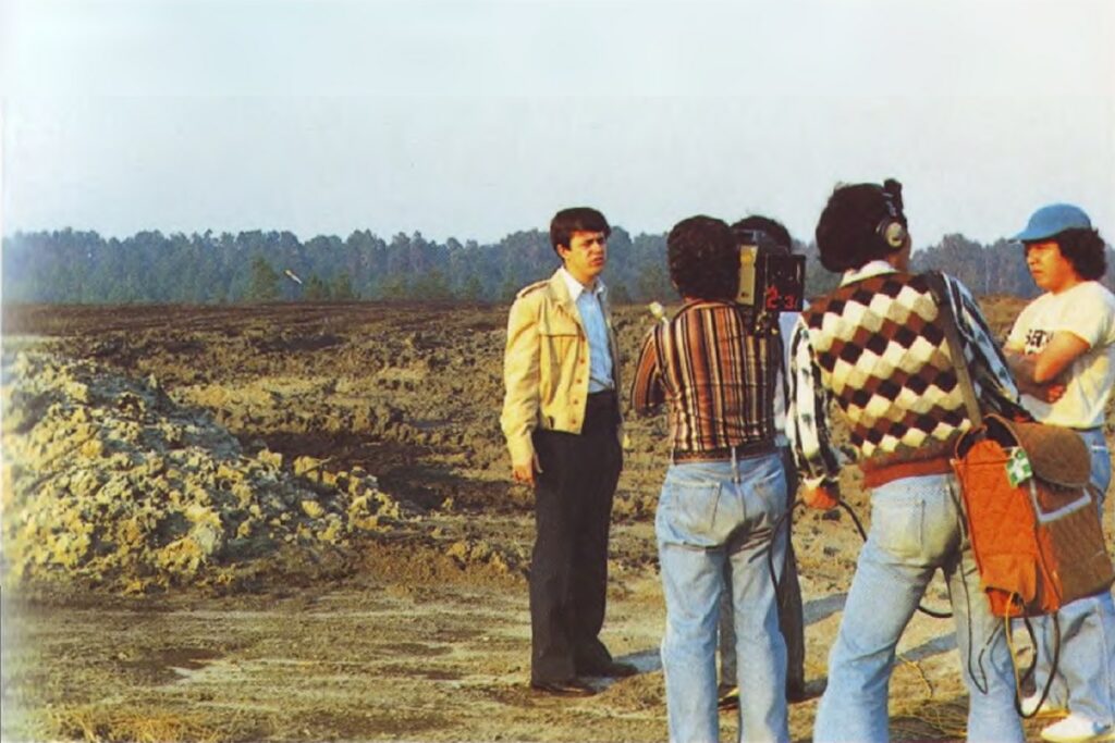 Herrmann sur le site photographique où la troisième série de photos a été réalisé le 4 avril 1980, pour un documentaire TV.
