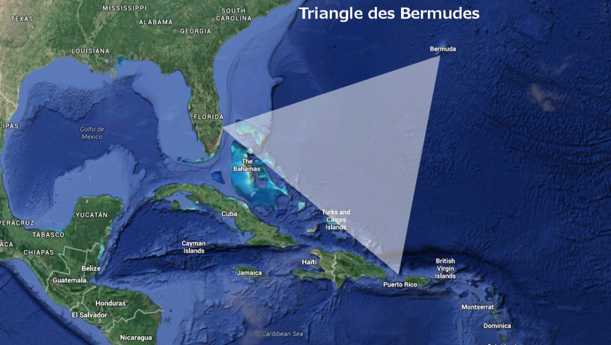 Carte de l'emplacement du triangle des Bermudes.
