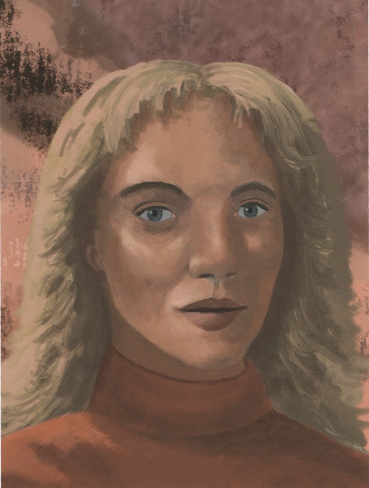 Peinture d’Orthon selon René Erik Olsen et en se servant des informations d'Adamski et de l'agrandi photo en zoom colorisé retraité d'Orthon par Olsen.