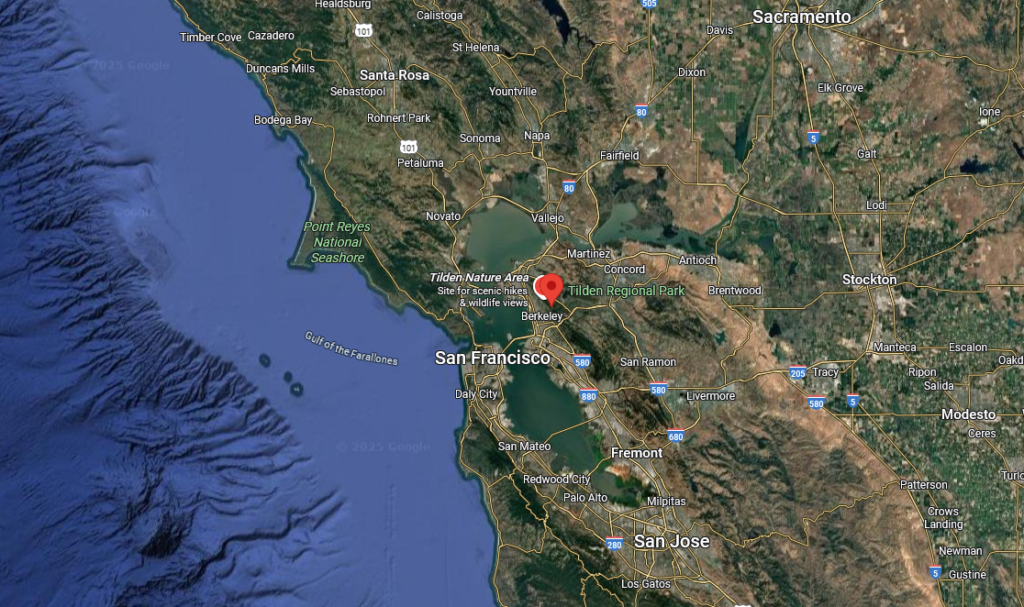 Tilden Regional park, près de Bereley, situation près de San Francisco, Californie, USA. Là où le contact avec des personnes d'Élyseum a eu lieu.