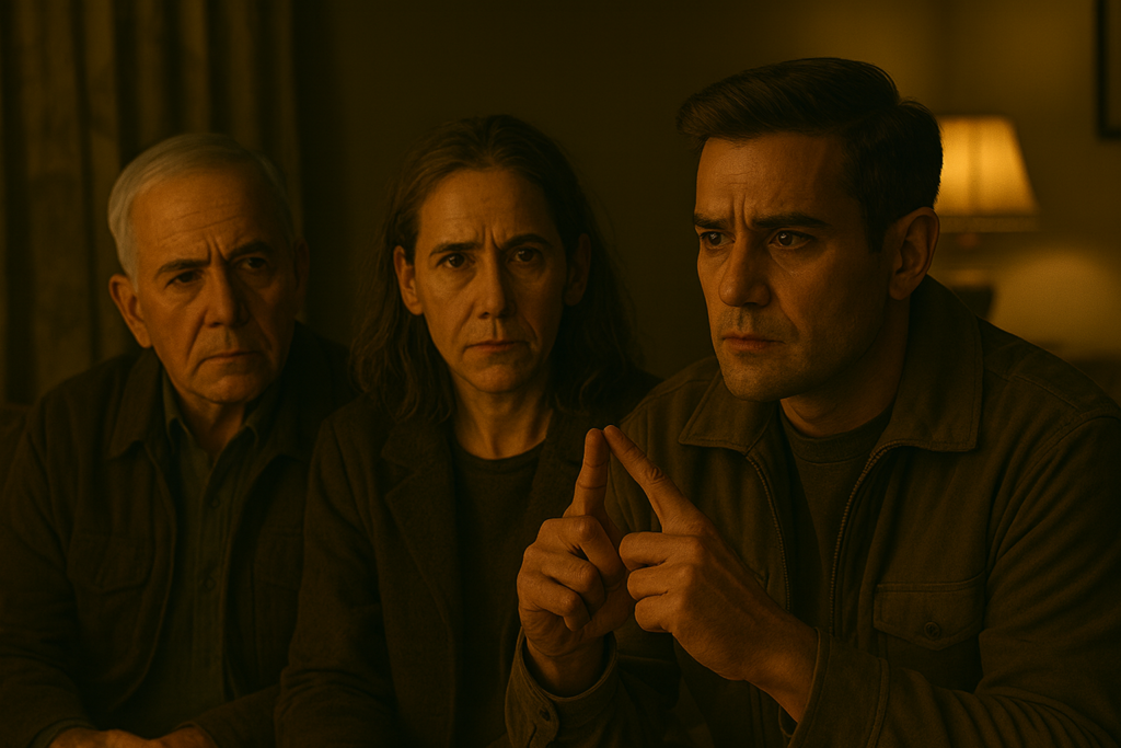 Illustration générée par IA, Lloyd Zirbes est ensuite chez Louis et Norma Bovier sans savoir comment il est arrivé chez eux, immédiatement après sa visite dans le vaisseau d'Alcyone.