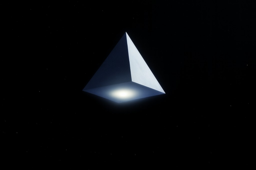 Illustration fictive de vaisseau pyramidal, forme de vaisseau des êtres de Haven.