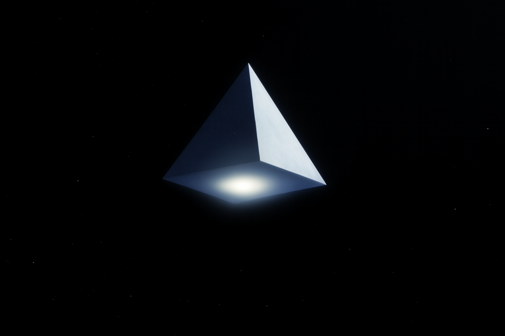 Illustration fictive de vaisseau pyramidal, forme de vaisseau des êtres de Haven.