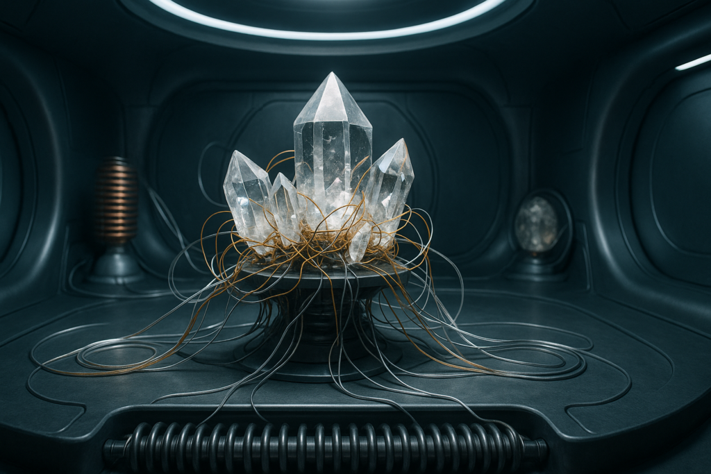 Image illustrative fictive de l’intérieur d’une salle de contrôle du vaisseau observé par Preston Nichols dans le hangar de l’Air Force.