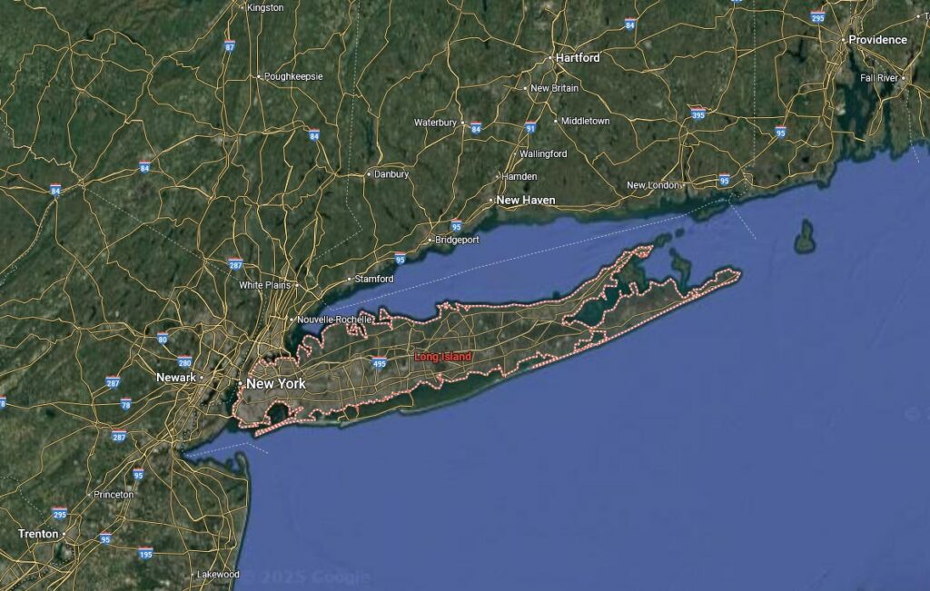 Zoom sur l’île de Long Island où habite Preston Nichols.