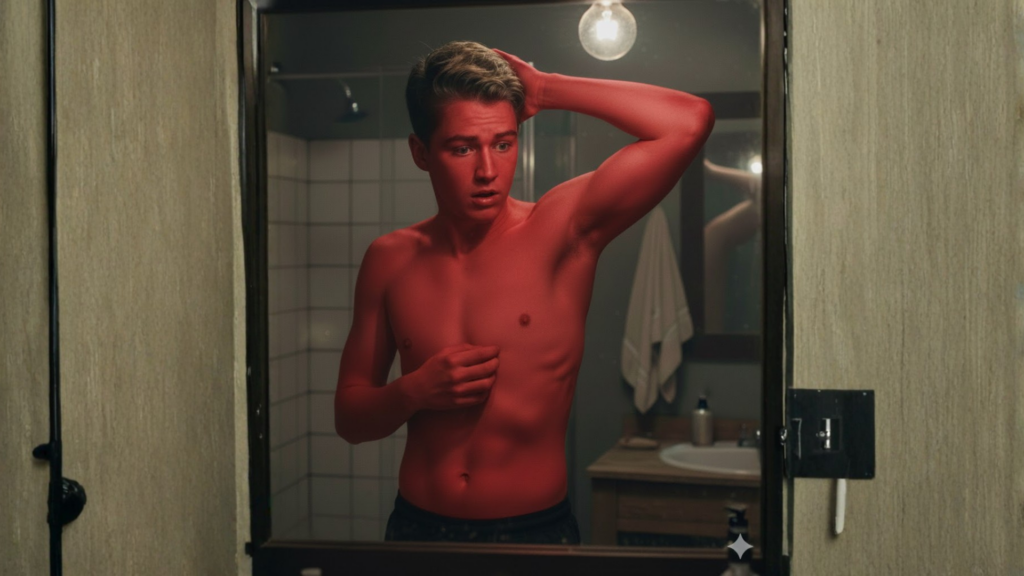 Image illustrative de la rougeur constatée sur sa peau par Andreas, suite à sa rencontre avec les vaisseaux.