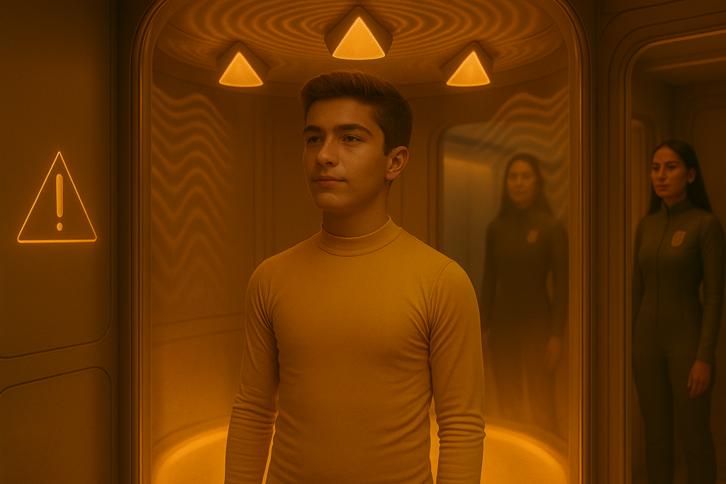 Image illustrative de la cabine de téléportation que Dagolo montre à Andreas, tout d'abord sans lui en indiquer la fonction.