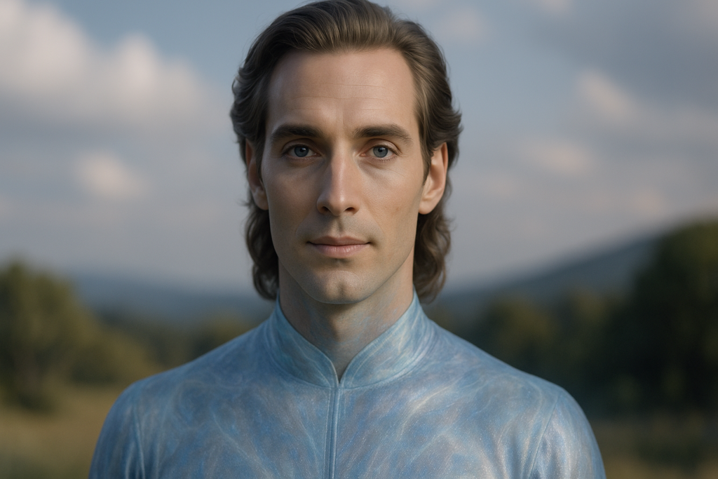 Image fictive illustrative d’une apparence possible de Neptune (habitant de l'ancienne planète Lucifer, vivant depuis sur des plans supérieurs), selon la description de Orfeo Angelucci.