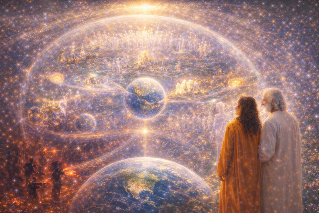 Illustration des divers types de mondes inférieurs en guerre ou supérieurs en harmonie, qu'on trouve dans le monde astral.