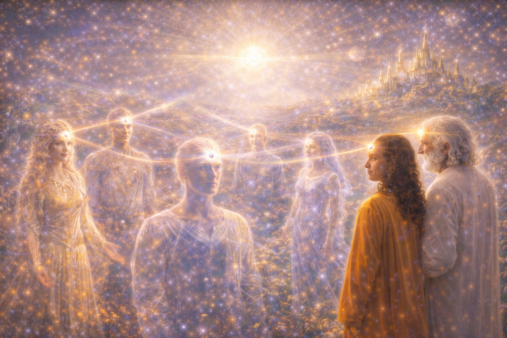 Illustration du 3ème oeil dont sont dotés tous les habitants de Hiranyaloka, et de leur communication extra-sensorielle.