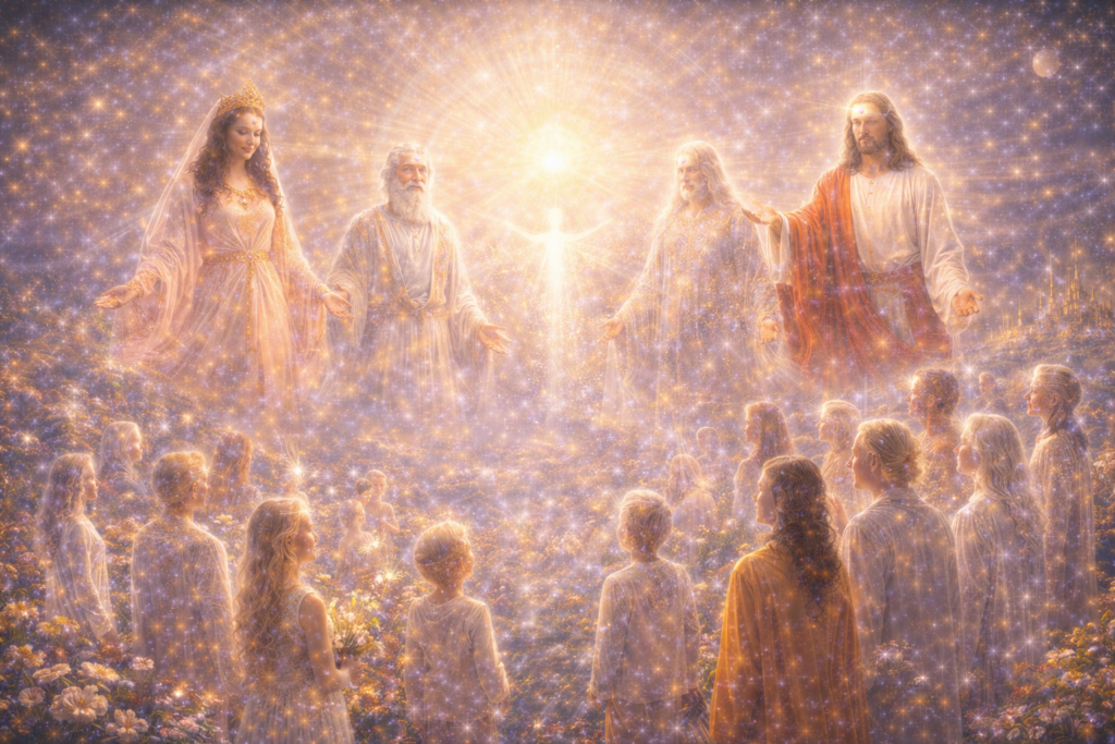 Illustration des différentes apparitions du divin selon la forme adaptée au désir et croyance de chacun.