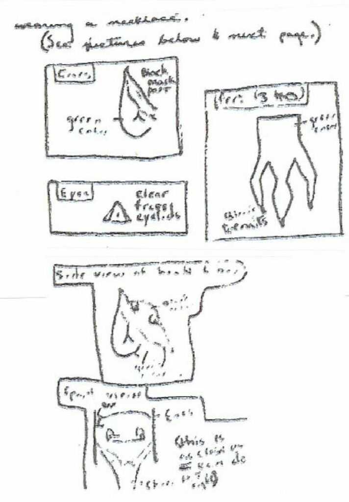 Eléments de détail de l’apparence d’Andrak, dessin non nettoyé de Phyl Pierceall, d'après livre.