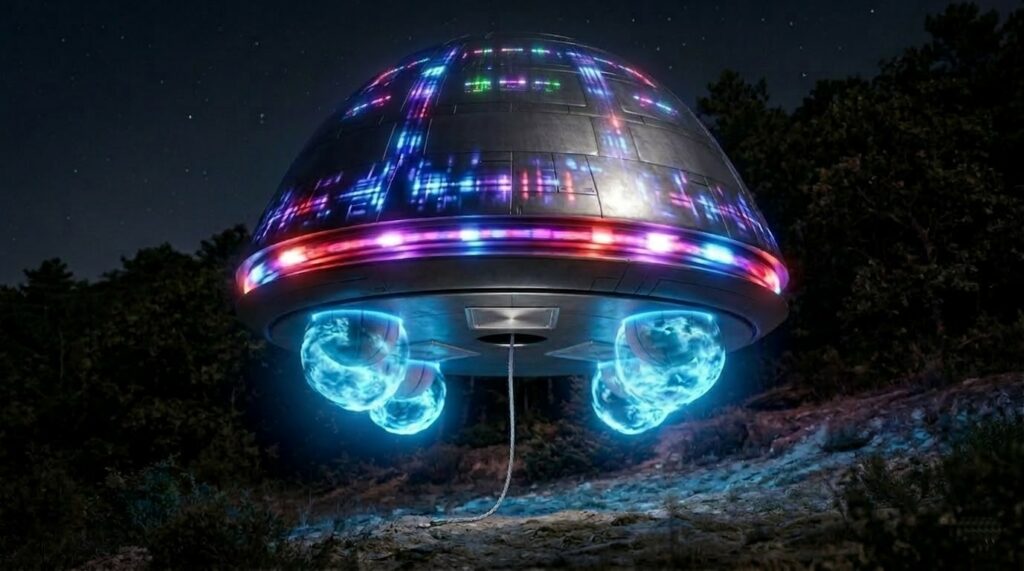 Illustration réaliste du vaisseau observé par Phyl depuis l'extérieur.