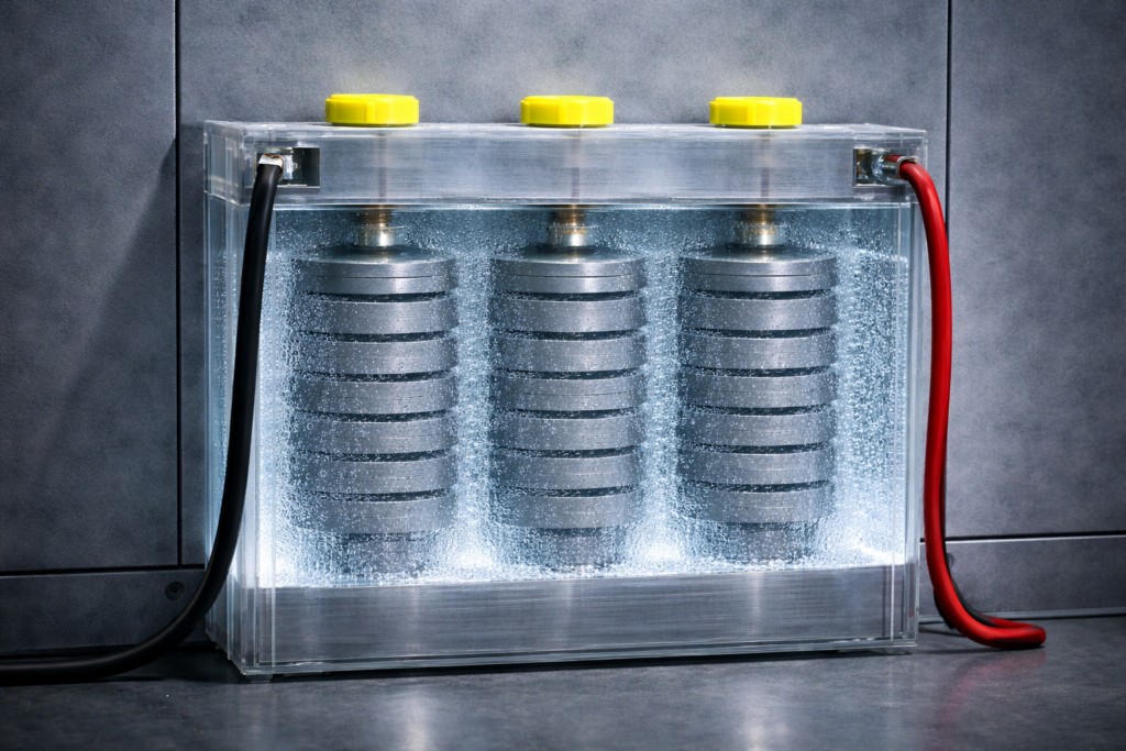 Illustration réaliste de la batterie décrite par Phyl, qu'Andrak lui a montré.