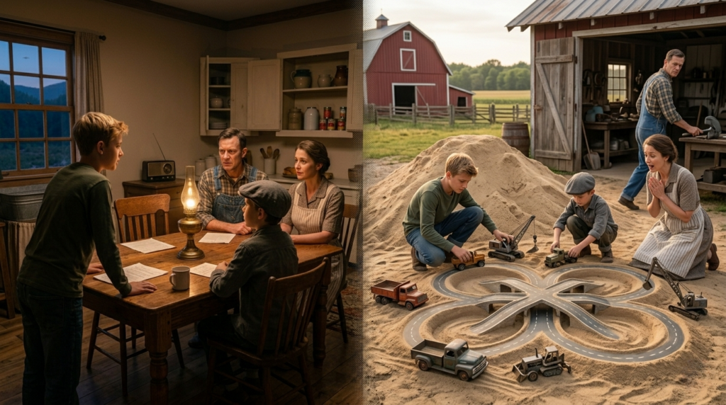 Illustration de Leo et Mike soutenus par leur mère étonnée de ce qu’ils peuvent faire et qui les prend au sérieux maintenant.