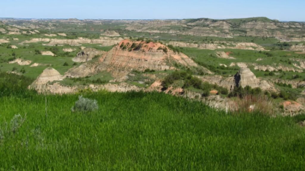 Photographie de la zone des collines à l’Est de Killdeer dans le secteur où se promenaient Leo et Mike.