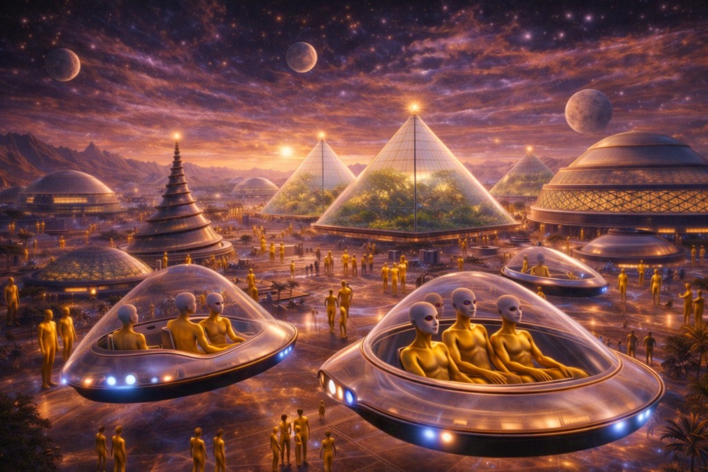 Illustration de véhicules volants sur Haven.